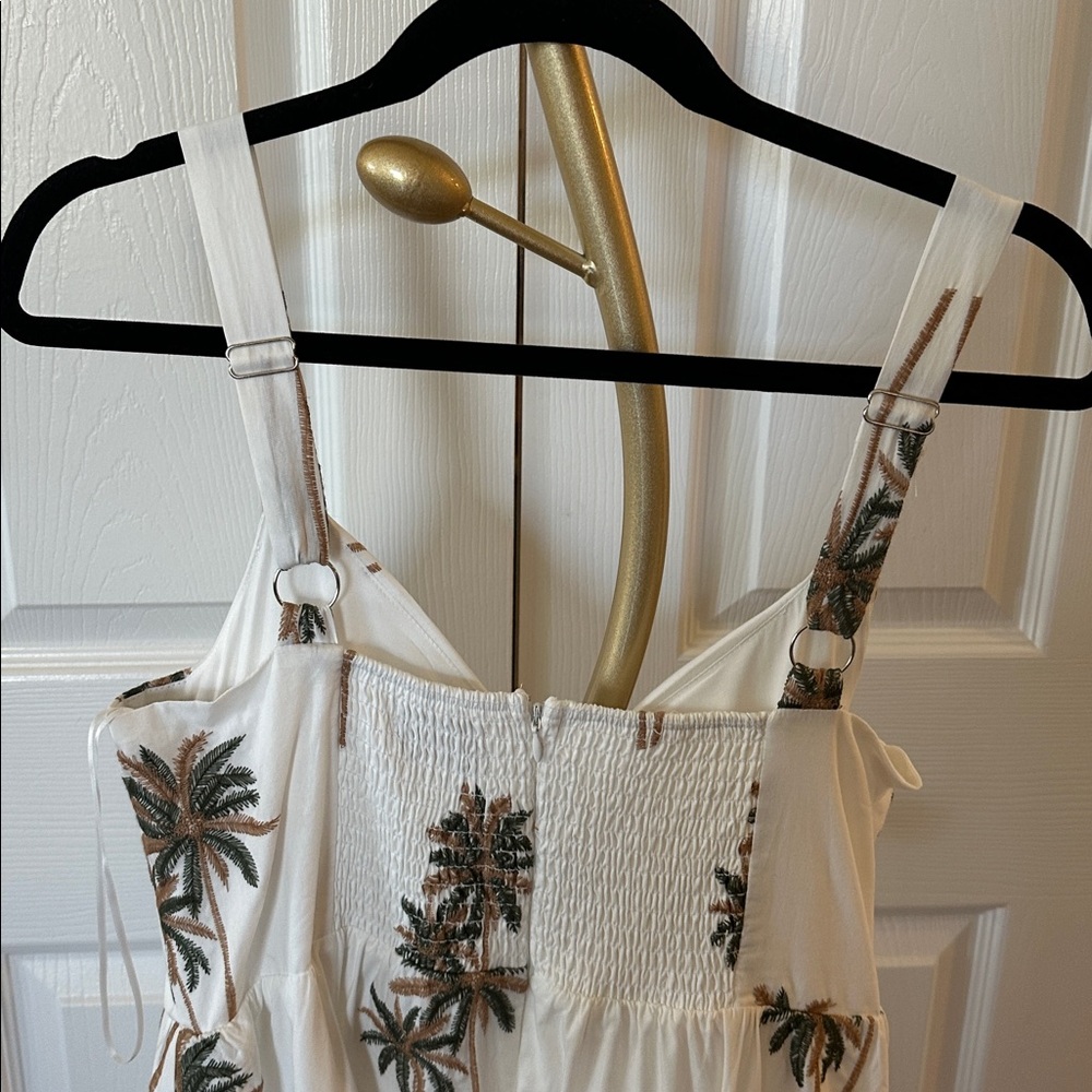 NWT B.Right Palm Boulevard Dress midi tiered sundress w/ embroidered palms L - Picture 6 of 10